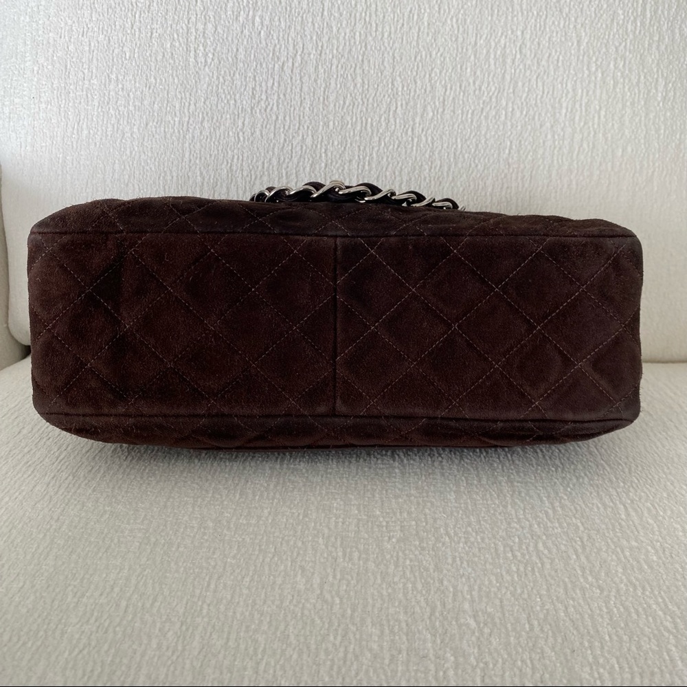 Chanel Vintage Classic Single Flap Bag Quilted Suede Medium Brown - Picture 8 of 17